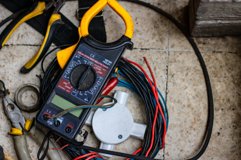 Clamp meter and wiring used for electrical troubleshooting